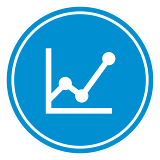 battery management icon in blue and white