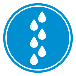 Blue and white water supplies icon