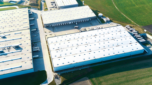 Aerial view of a large distribution centre