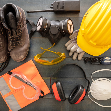 A collection of health and safety equipment.